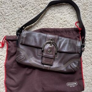 Coach brown leather shoulder bag